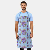 Schäbige blaue Gingham-Blumenküchenschürze Schürze (Getragen)