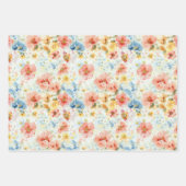 Schäbige Boho-Wildblumen Elegante Farbige Blumige Geschenkpapier Set (Vorderseite)