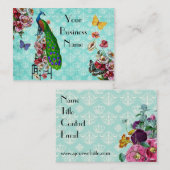 Schäbige französische Pfau-Visitenkarte Visitenkarte (Vorne/Hinten)