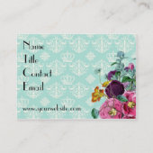 Schäbige französische Pfau-Visitenkarte Visitenkarte (Rückseite)