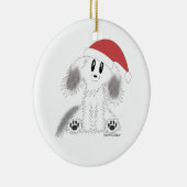 Schäbige Hündchen-Verzierung Weihnachtssankt Keramikornament (Rechts)