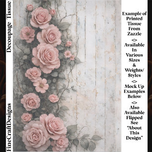 Schäbige kletternde blassrosa Rosen FD9L Decoupage Seidenpapier