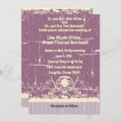 Schäbige lila Spitze-Hochzeits-Einladung Einladung (Vorne/Hinten)