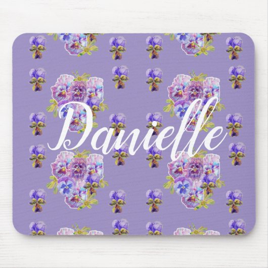 Schäbige lila Stiefmütterchen Blumen Computermaus- Mousepad (Vorne)