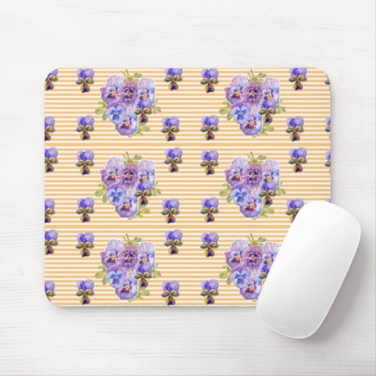 Schäbige lila Stiefmütterchen Blumen gelbe Maus-Ma Mousepad (Mit Mouse)