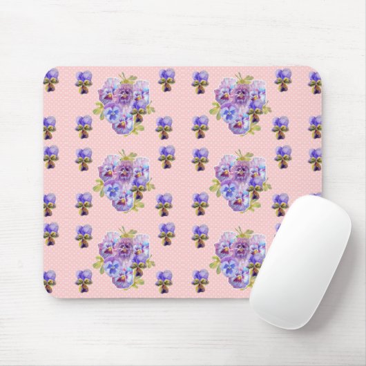 Schäbige lila Stiefmütterchen Blumen gelbe Maus-Ma Mousepad (Mit Mouse)
