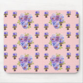 Schäbige lila Stiefmütterchen Blumen gelbe Maus-Ma Mousepad (Vorne)