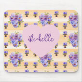 Schäbige lila Stiefmütterchen Blumen gelbe Mausmat Mousepad (Vorne)
