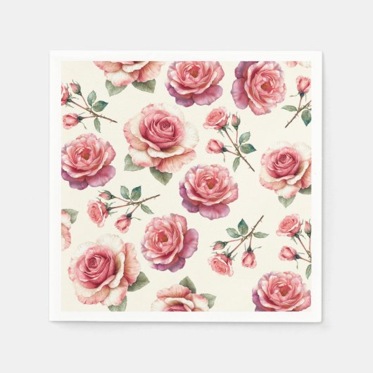 Schäbige rosa Rosen für immer Serviette (Vorderseite)