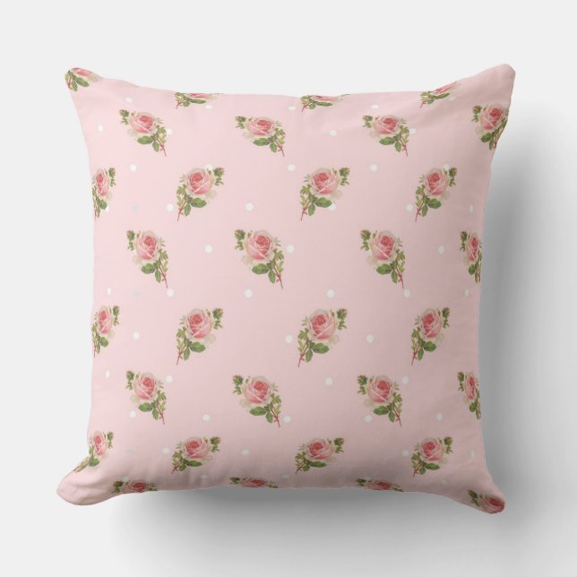 Schäbige rosa Rosen Kissen (Vorderseite)