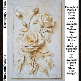 Schabige Vintage-Französische-Gips-Rose FN3R-Decou Seidenpapier