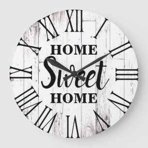 Schabiger Chic Weiß Holz Rustikales Landhaus Home  Große Wanduhr