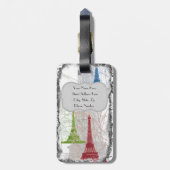 Schäbiger Paris-Eiffelturm-Gepäckanhänger Gepäckanhänger (Rückseite vertikal)