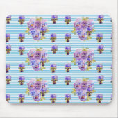 Schabiges blaues Stiefmütterchen Blumenstreifen-Ma Mousepad (Vorne)