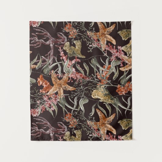 Schäbiges Seeleben-Muster Wandteppich (Vorderseite)