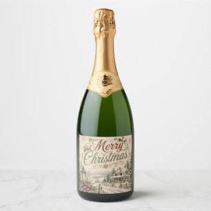 schabiges Weihnachts Champagner Flaschenetikett Schaumweinetikett