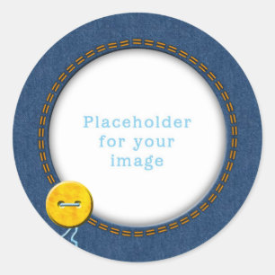 Schablone "Denim u. Knopf " Runder Aufkleber