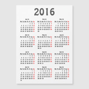 Schablone mit 2016 Kalendern Magnetkarte