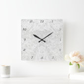 Schablone - weißer Spitze-Hintergrund Quadratische Wanduhr (Zuhause)