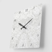 Schablone - weißer Spitze-Hintergrund Quadratische Wanduhr (Winkel)