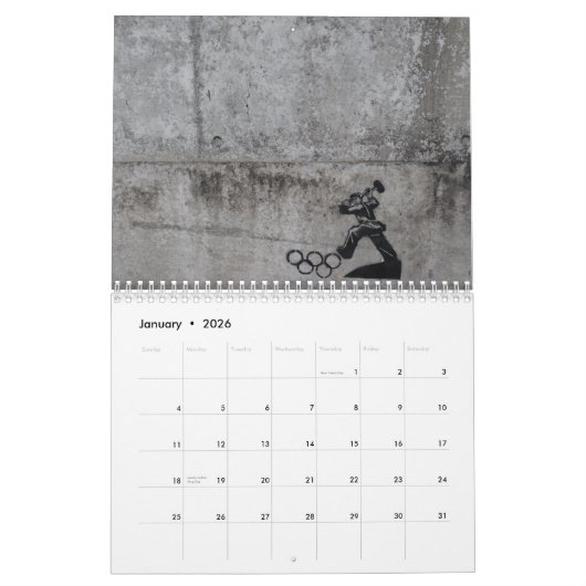 Schablonen-Kunst London Kalender (Jan 2026)