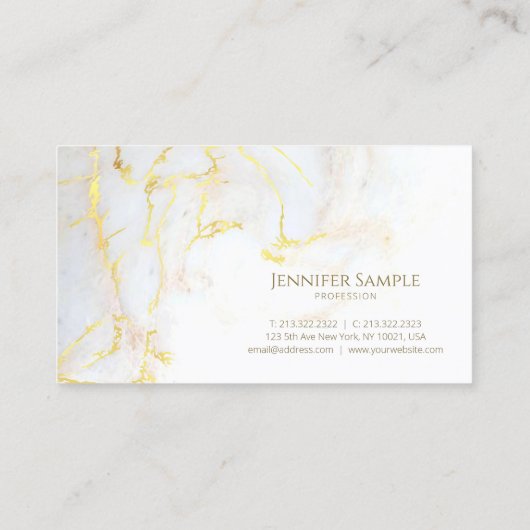 Schablonen-moderner Goldmarmor-elegantes goldenes Visitenkarte (Rückseite)
