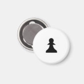 Schach 1-1/4" Kühlschrankmagnet ~ Pawn (schwarz) (Vorderseite/Rückseite)