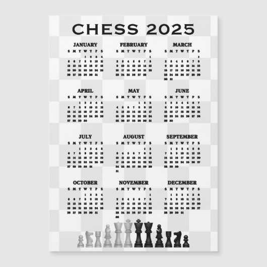 Schach 2025 Kalender Magnetkarte (Vorderseite)