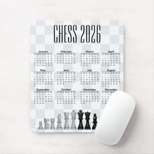 Schach 2026 Kalender Mauspad (Mit Mouse)