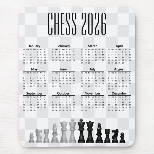 Schach 2026 Kalender Mauspad (Vorne)