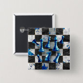 Schach Abstrakte Kunst - Blue Marble Button (Vorne & Hinten)
