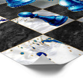 Schach Abstrakte Kunst - Blue Marble Poster (Ecke)