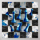 Schach Abstrakte Kunst - Blue Marble Poster (Vorne)
