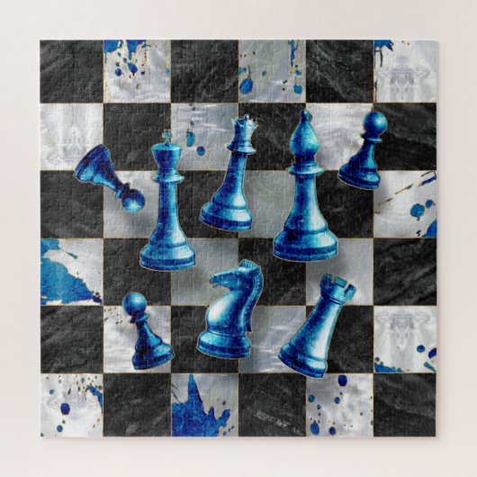 Schach Abstrakte Kunst - Blue Marble Puzzle (Vertikal)
