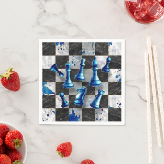Schach Abstrakte Kunst - Blue Marble Serviette (Beispiel)