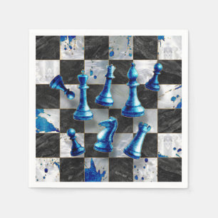 Schach Abstrakte Kunst - Blue Marble Serviette