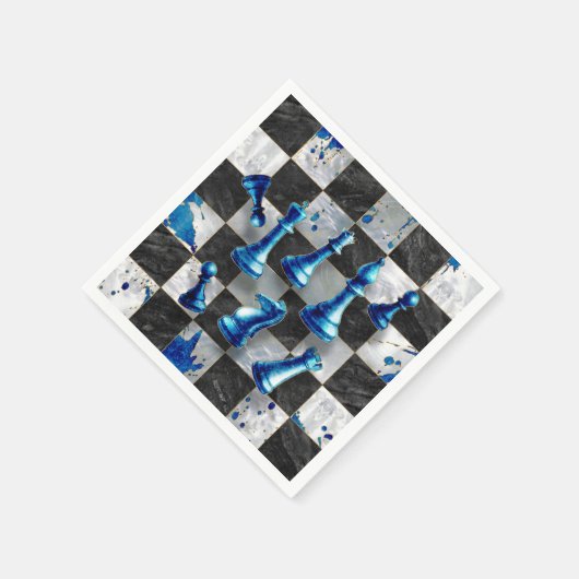 Schach Abstrakte Kunst - Blue Marble Serviette (Ecke)