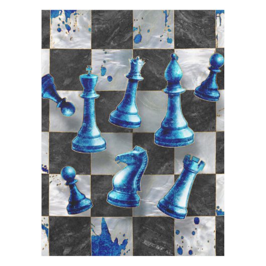 Schach Abstrakte Kunst - Blue Marble Tischdecke (Vorderseite)