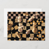 Schach Abstrakte Kunst - Holztextilien Postkarte (Vorne/Hinten)