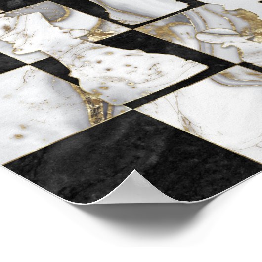 Schach Abstrakte Kunst - Schwarzer Marmor und Perl Poster (Ecke)