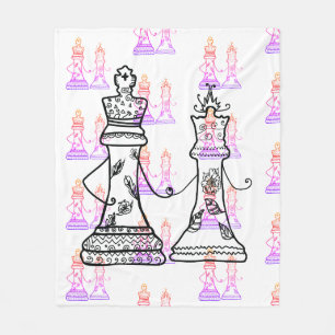 Schach Art Queen King Holding Hand Fleece Blanket