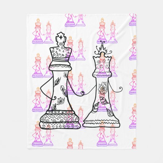 Schach Art Queen King Holding Hand Fleece Blanket (Vorderseite)