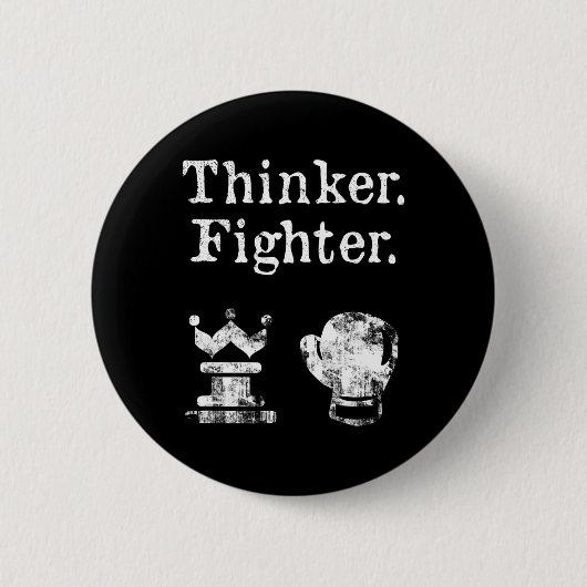 Schach-Boxer-Denker kämpfen Boxschach Lover Gif Button (Vorderseite)