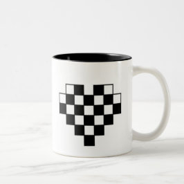 Schach-Brett-Herz-Tasse Zweifarbige Tasse