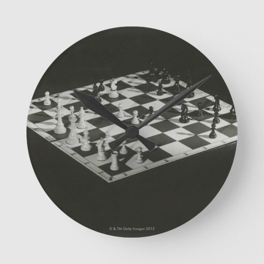 Schach-Brett Runde Wanduhr (Vorderseite)