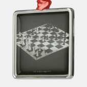 Schach-Brett Silbernes Ornament (Links)