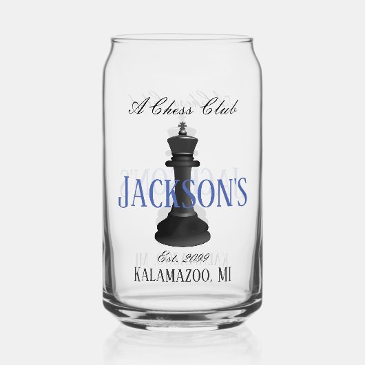 Schach Club w Classic King Zeichne Trinkbehälter B Dosenglas (Vorderseite)