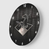 Schach; Cool Schwarz Große Wanduhr (Winkel)