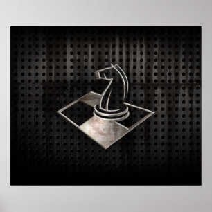 Schach; Cooles Schwarzes Poster