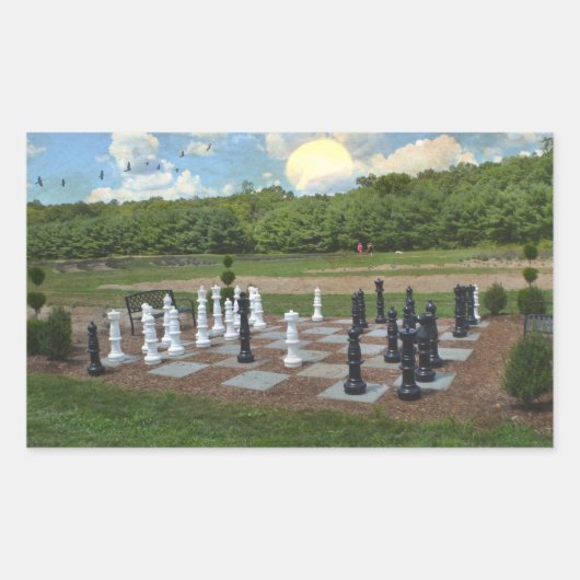 Schach der Lebensgröße Rechteckiger Aufkleber (Vorderseite)